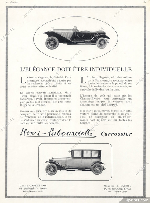 Henri Labourdette (Coachbuilder Cars) 1922