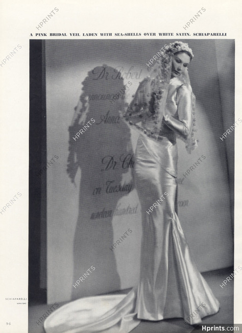 Schiaparelli (Couture) 1937 Wedding Dress, Photo Man Ray