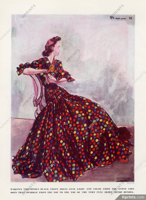 Paquin (Couture) 1938 Gypsy Dress Style, Pierre Mourgue