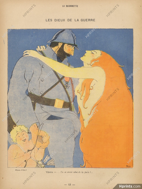 Paul Iribe 1918 The Gods of the War, Venus Topless, Soldier