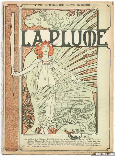 Alfons Mucha 1898 La Plume n°214, Art Nouveau