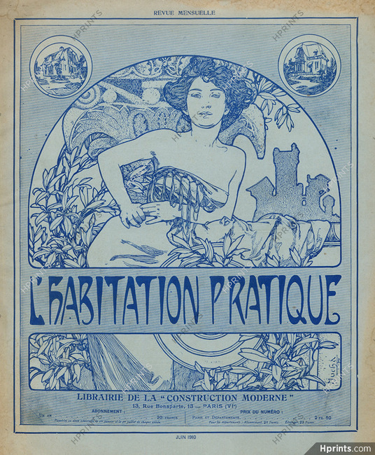 L'Habitation Pratique 1910 Alfons Mucha Cover, Art Nouveau Style