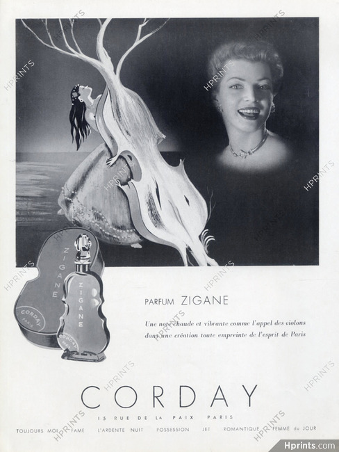 Corday (Perfumes) 1950 Zigane — Perfumes — Advertisement