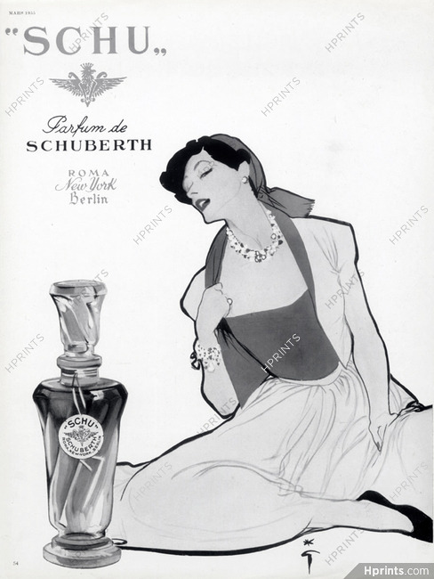 Schuberth (Perfumes) 1955 Parfum "Schu", René Gruau