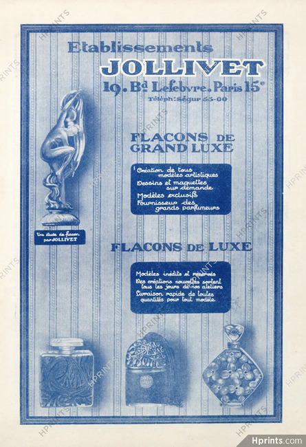 André Jollivet 1925 Luxurious Perfume Bottles, Art Deco Style