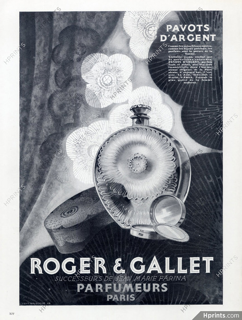 Roger & Gallet (Perfumes) 1928 Pavots D'Argent, Art Deco