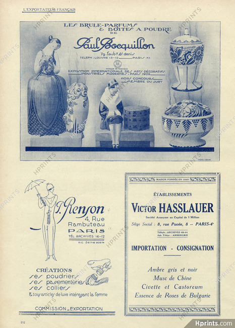Paul Bocquillon 1925 Perfume Burner, Powder Boxes