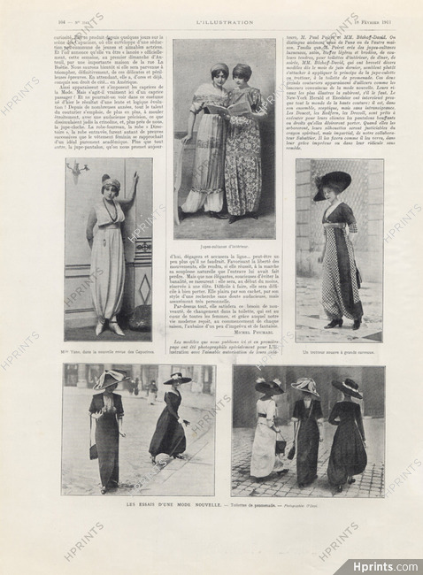 Paul Poiret & Béchoff-David 1911 New Fashion, the Skirt-Pants, Skirts-sultanas...