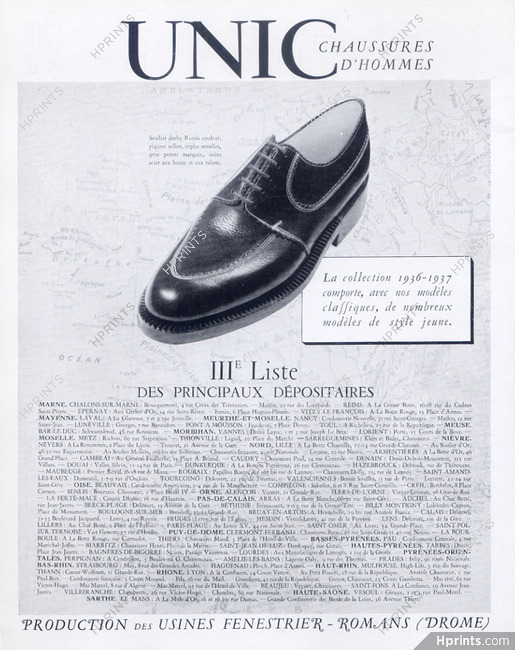 Unic (Shoes) 1937 Soulier Derby