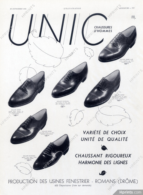 Unic (Shoes) 1935 Soulier Derby