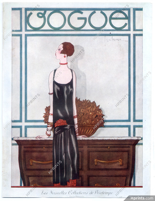 Georges Lepape 1925 Vogue Cover, Fashion Illustration, Evening Gown
