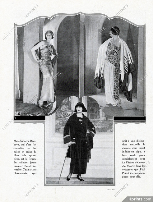 Paul Poiret (Couture) 1923 Natacha Rambova, Photos Abbé