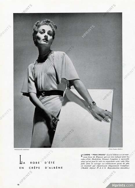 Madeleine Vionnet 1938 Photo Eugène Rubin, Summer Dress