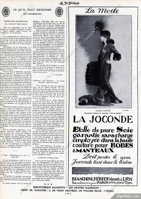 Lucile 1914 "La Joconde" Bianchini Férier