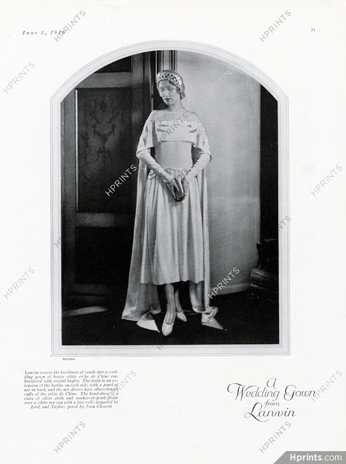 Jeanne Lanvin 1926 Wedding Gown, Photo Edward Steichen, Joan Clement