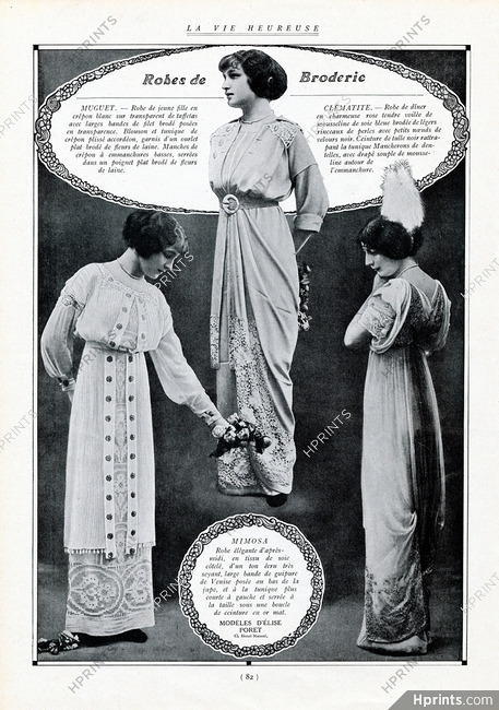 Elise Poret (Couture) 1913 Dresses of Embroidery Photo Henri Manuel