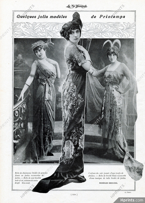 Drecoll (Couture) 1913 Photos Talbot, Evening Gowns