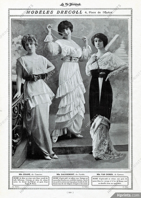 Drecoll (Couture) 1913 Mlle Exiane, Mlle Daussemont, Mlle Van Doren, Photos Talbot & Felix