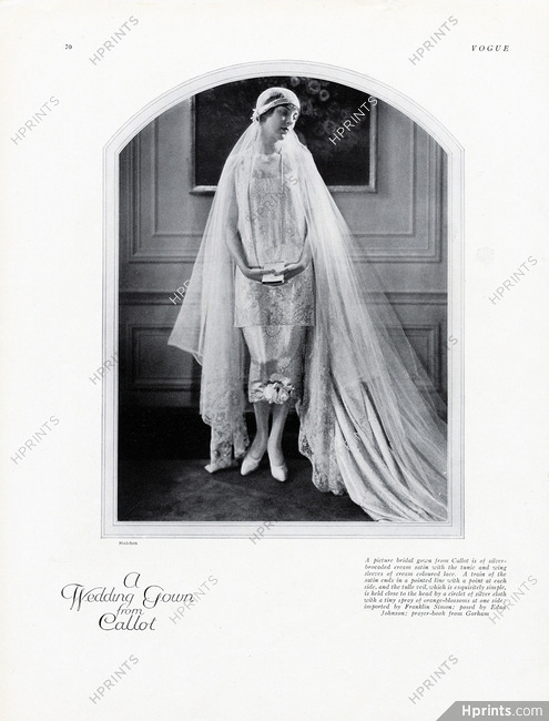 Callot Soeurs (Couture) 1926 Wedding Gown, Edna Johnson as model Photo Edward Steichen