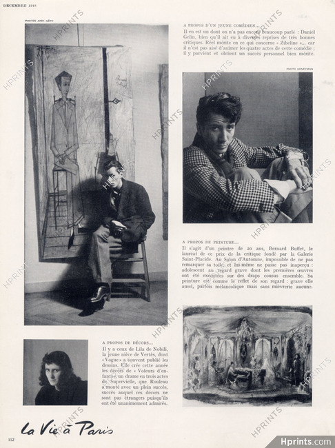 Daniel Gélin, Bernard Buffet & Lila de Nobili (Niece of Vertès) 1948 Portraits