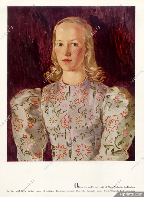 Mrs Nicholas Ludington 1937 Oliver Messel's Portrait, Jacket Bavarian Brocade