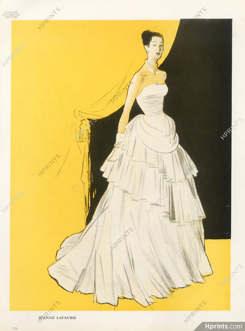 Jeanne Lafaurie 1946 Evening Gown René Gruau