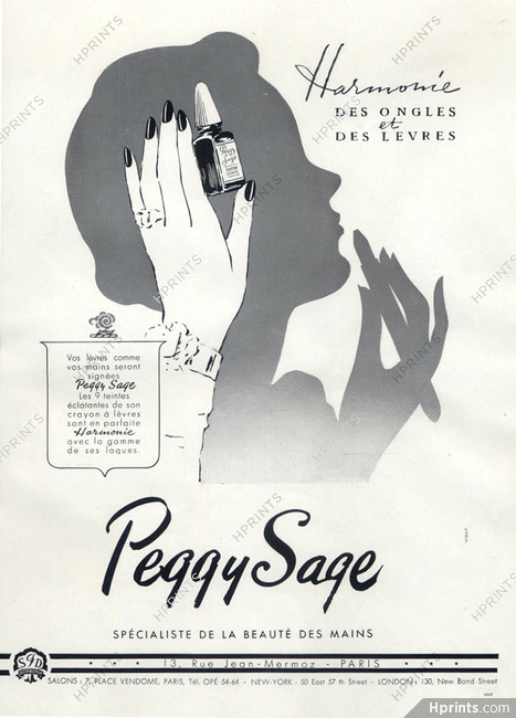 Peggy Sage (Cosmetics) 1950 Nail Polish, Lipstick