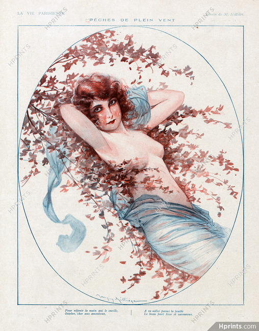 Maurice Millière 1925 Beautiful Topless Girl