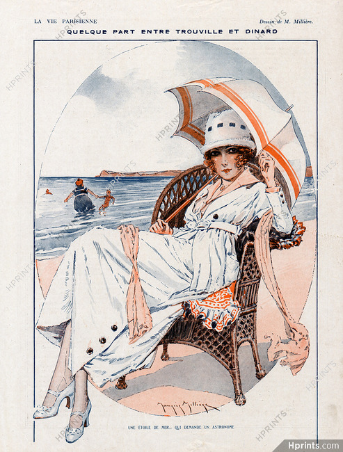 Maurice Millière 1918 Elegant On the beach between Trouville and Dinard