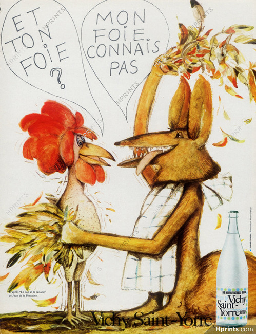 Vichy Saint-Yorre (Water) 1974 Le Coq et le Renard, The Cock and the Fox, André Dahan