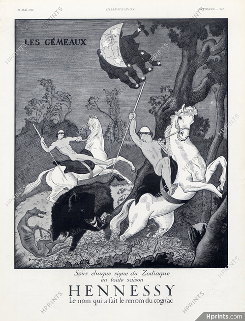 Hennessy 1935 Gémeaux (Gemini) Zodiac, Horse Mythology, Bazé