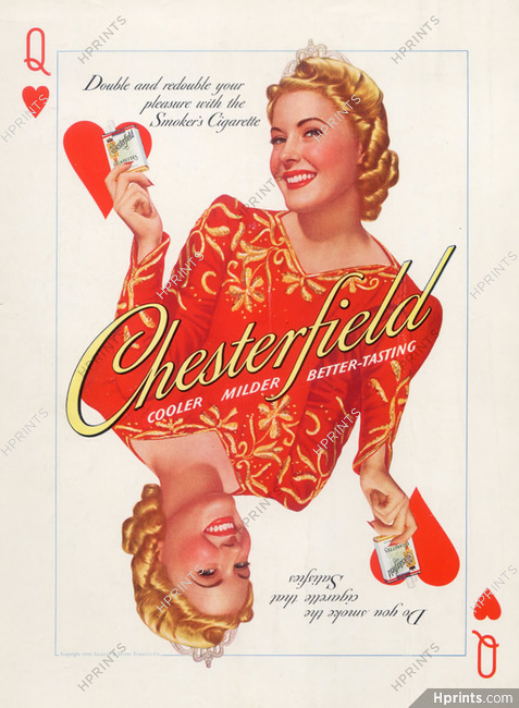Chesterfield (Cigarettes, Tobacco Smoking) 1940 Playing Cards