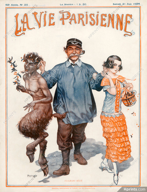 Hérouard 1924 Flagrant Délit, Picking of cherries...