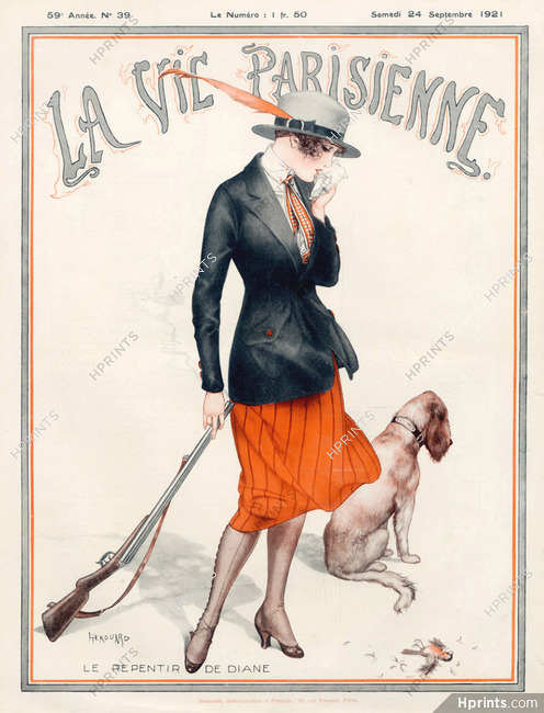 Hérouard 1921 Le Repentir de Diane, Huntress, Dog
