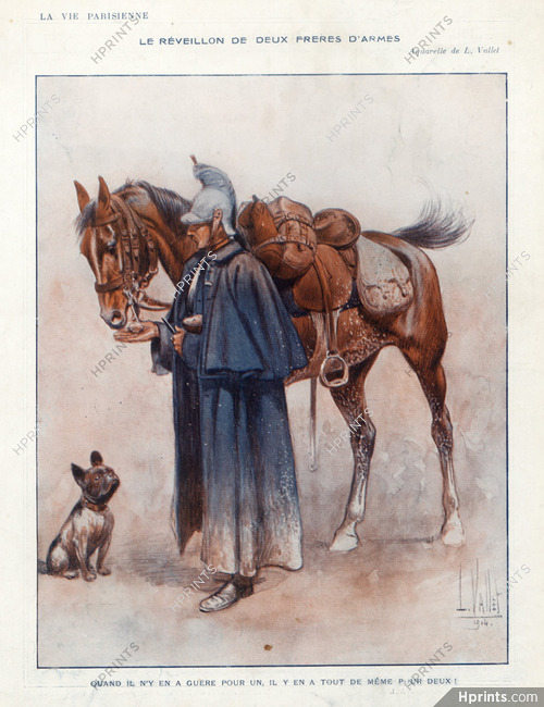 Louis Vallet 1914 Military Rider, French Bulldog