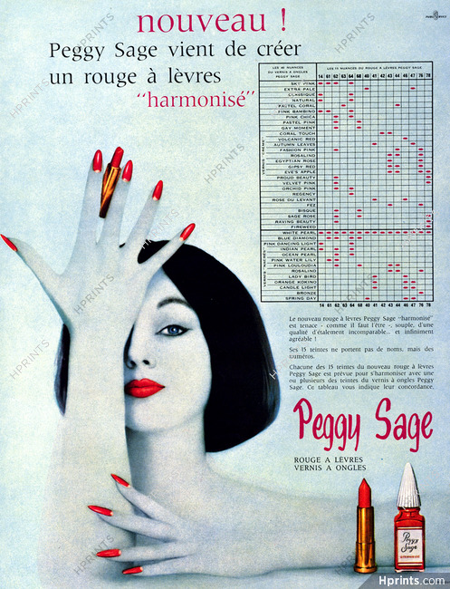 Peggy Sage (Cosmetics) 1960 Nail Polish Lipstick, Photo Moisdon