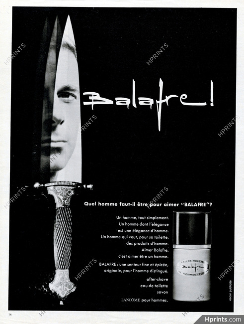Lancôme (Perfumes) 1968 "Eau de toilette Balafre" for men