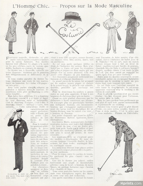 L'Homme Chic - Propos sur la Mode Masculine - Le Costume, 1913 - Pierre Brissaud Men's Clothing, Texte par Pierre de Trévières