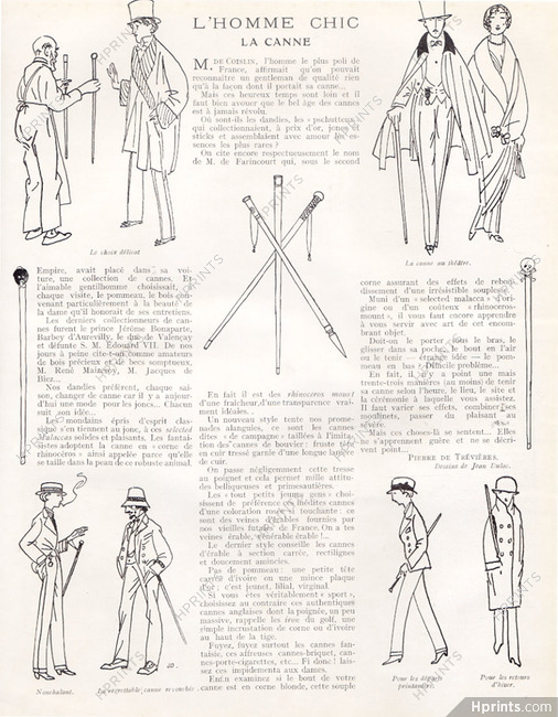 L'Homme Chic - La Canne, 1913 - Jean Dulac Men's Clothing, Text by Pierre de Trévières