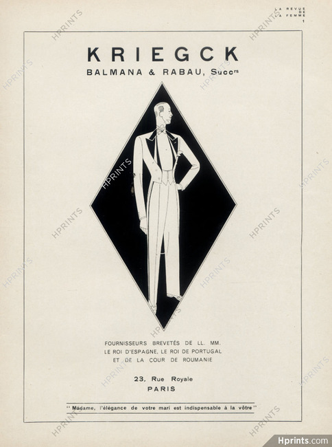 Kriegck (Tailor) 1929 Men's Clothing