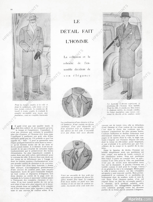 Le Détail Fait l'Homme, 1928 - Men's Clothing