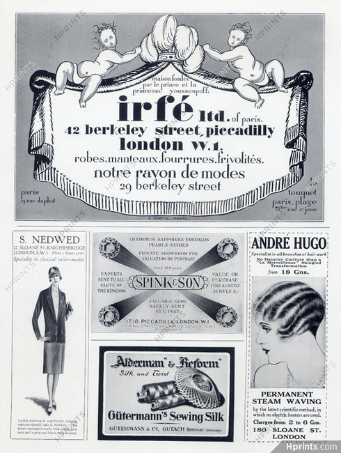 Irfé (Couture) 1927 Label...Prince et Princesse Youssoupoff