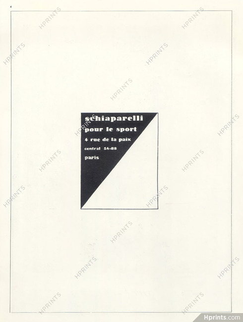 Schiaparelli (Couture) 1930 Label...for Sport... 4 rue de la Paix, Paris