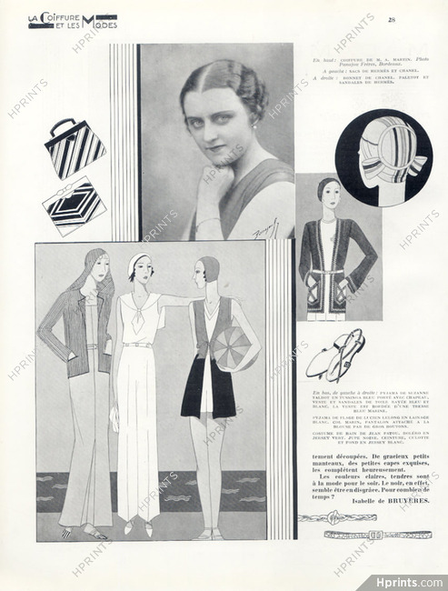 Hermès, Chanel 1930 Lelong, Patou, Talbot... Pyjamas de plage, Costume de Bain