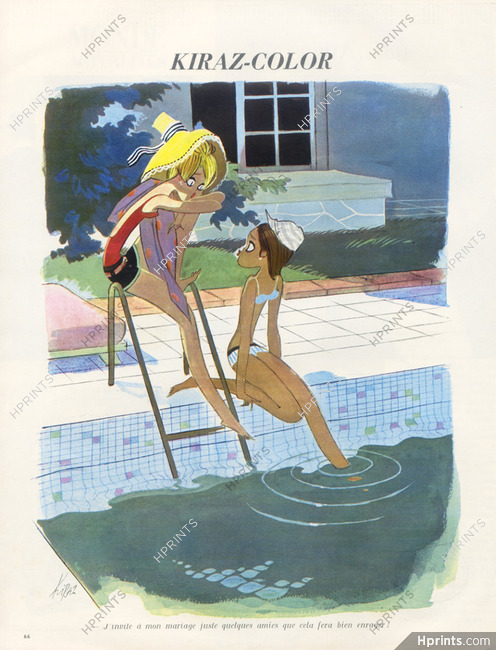 Edmond Kiraz 1966 Les Parisiennes, Bathing Beauty, Swimming pool