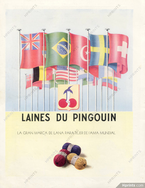 Laines du Pingouin (Wool) 1948 Flags