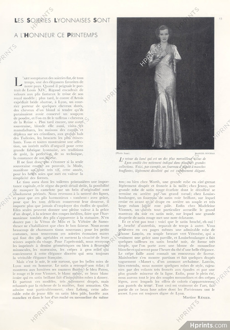 Les Soieries Lyonnaises..., 1933 - Le Lamé, Evening Gown, Marcel Rochas, Text by Martine Rénier