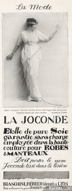 Lucile - Lady Duff Gordon 1914 La Joconde Textile, Evening Gown, Bianchini Férier Fabric