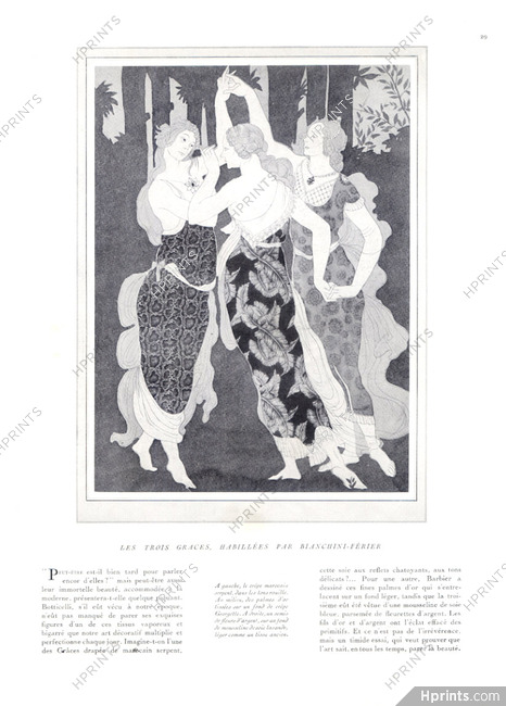 Bianchini Férier (Fabric) 1926 George Barbier, Les Trois Grâces