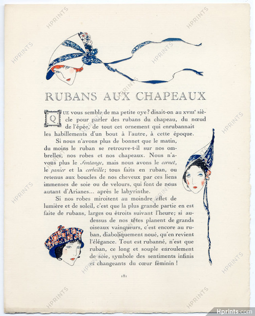 Rubans aux Chapeaux, 1914 - Ludwik Strimpl Ribbons Hats, La Gazette du bon Ton